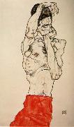 Egon Schiele Male nude with a Red Loincloth oil painting artist